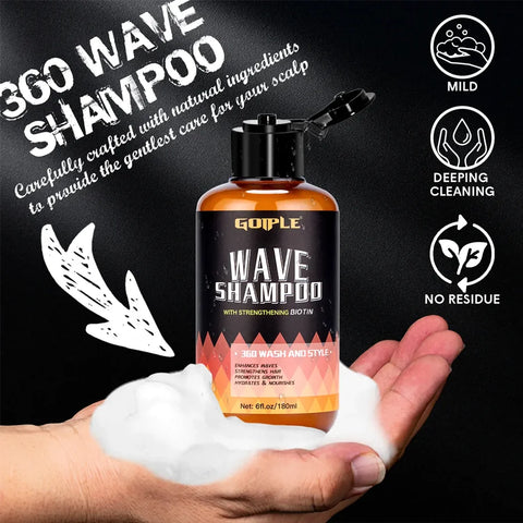 GOIPLE 180ml Wave Shampoo Deep Clean 360 Style High Shine Hair Pomade Strong Hold Layered Control Wavy Cream For Men