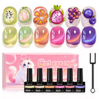 NOCIS Bottle Fruit Cat Eye 6-color Set -- Ultra Bright Cat Eye Nail Kit, 6 Colors of Magnetic Gel Polish Stylish Salon