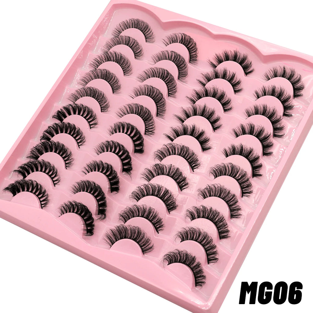 GROINNEYA 5/20 Pairs Russian Strip Lashes DD Curl False Eyelashes Natural Lashes Strips Curl Pack 4 Styles Eyelashes Extensions