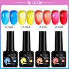 LILYCUTE 4/5Pcs/Set 7ML Nude Pink Gel Nail Polish and Translucent Jelly Nail Art Gel Semi Permanent Soak Off Design Manicure Set