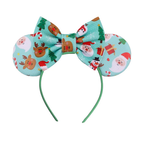 2023 Disney Christmas Mickey Ears Headband For Girls Sequins Bow Festivall Party Hairband DIY Hair Accessories