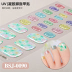 26Tips French Leopard Print UV Gel Toenail Sticker Bronzing Dye Gradient Cross-border Semi Baked Gel Nail Sticker UV Lamp Needed