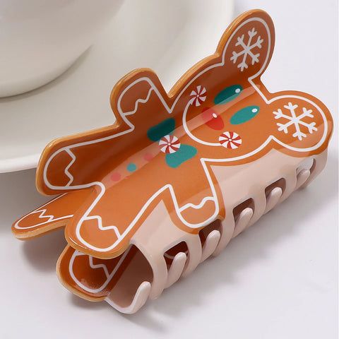 1 pc cute cartoon print Christmas seriesgrab clip hair clip hair clip hair clip hairornament on the back of the head