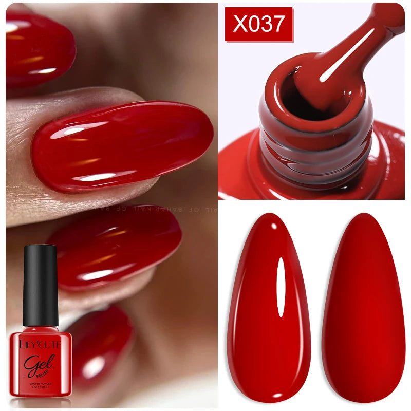 LILYCUTE 7ml Metallic Gel Nail Polish Red Chrome Effect Soak Off UV Gel Varnish Semi Permanent Nail Art Manicure Base Top Coat