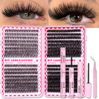DIY Individual Eyelash Kit Volume Lash Clusters D Curl Soft Natural Lashes Extension with Bond and Seal Tweezers Festival Gift