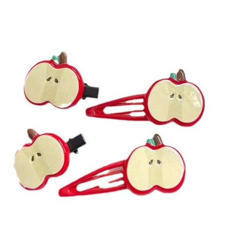 2pcs Cute Apple Hair Clip Star Duckbill Clip Sweet Girl Hair Pin Bangs Side Clip Woman Headwear Barrette Hair Accessories