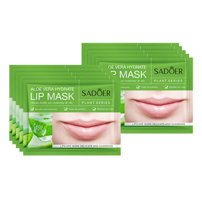 10pcs SADOER Fruits Moisturizing Lip Mask Lips Skin Care Nourishing Hydrating Crystal Collagen Gel Lip Patches Lips Plumper