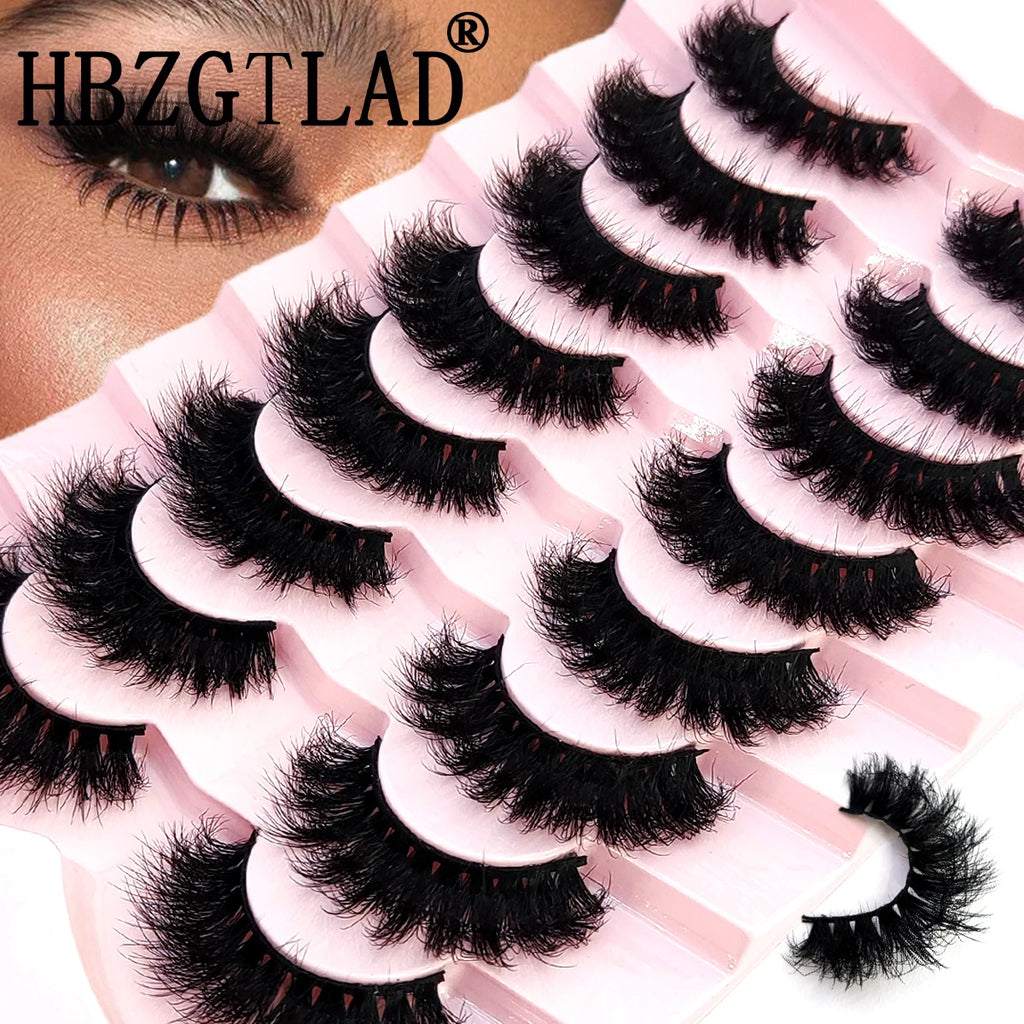 HBZGTLAD 5/8 Pairs of Natural Russian Striped Mink Lashes 3D False Lashes Volume Wavy False Lashes Eyelash Extensions Makeup