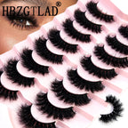 HBZGTLAD 5/8 Pairs of Natural Russian Striped Mink Lashes 3D False Lashes Volume Wavy False Lashes Eyelash Extensions Makeup