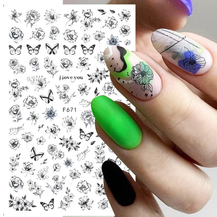 1pcs Sakura Flower 3D Nail Stickers White Cherry Blossom Nail Art Decals Spring Summer Adhesive Slider Decor Wedding Manicure