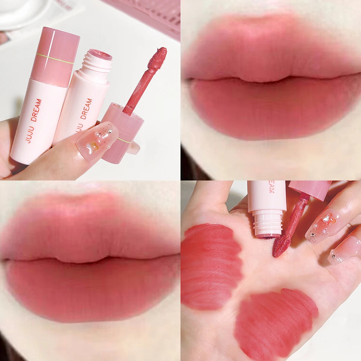 JUJU DREAM 6 Color Matte Lip Glaze - Long-lasting, colourless, non-stick cup velvet, student-friendly, brightening nude lipstick