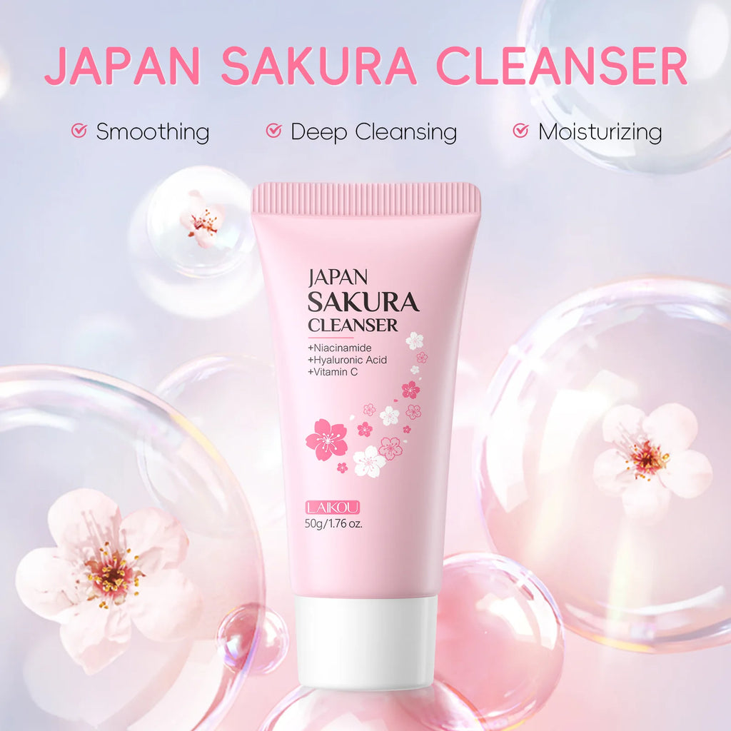 LAIKOU Facial Foaming Cleanser Deeply Cleansing Oil Control Moisturizing Blackhead Removal Skin Care Face Wash Foam Cleanser