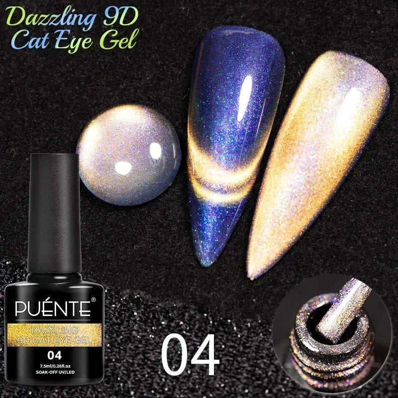PUETNE 7.5ML Amber Moonlight Cat Magnetic Gel Nail Polish Winter Nails Jelly Glass Cat Eye Soak Off UV Semi-Permanent Varnish