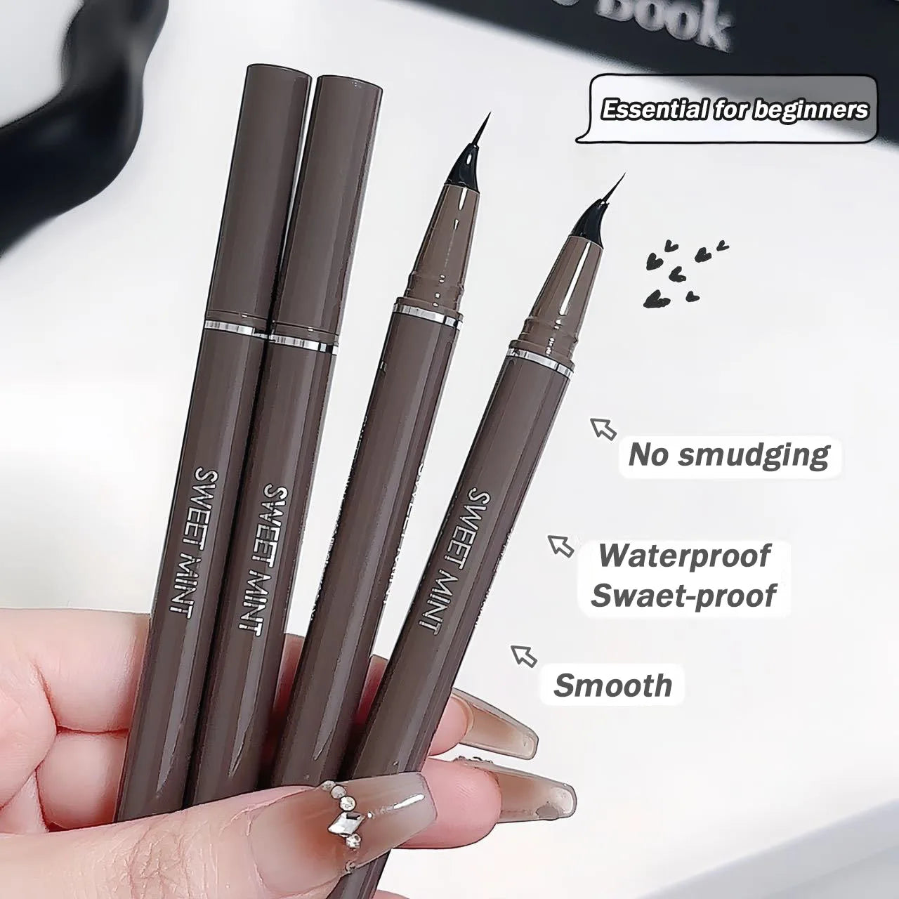 Curved Eyeliner Pen Quick Dry Liquid Eye Liner Easy To Draw Ultra-fine Lying Silkworm Pencil Black Brown Lower Eyelash Makeup