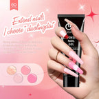 Poly Gel Nail Kit Starter with 4 Colors (Natural Clear + 3 Tones) - Quick Dry Nail Polish, / Curable DIY Gel Nail Polish for