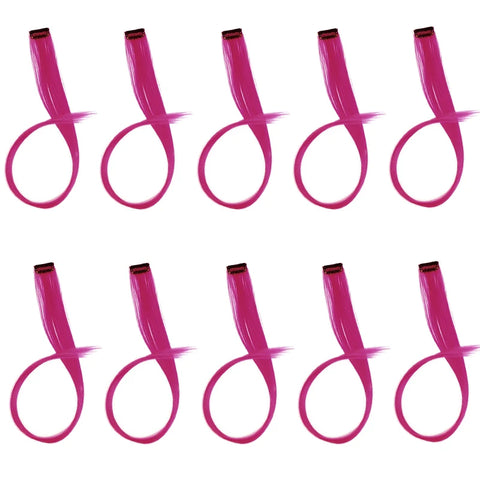 10pcs 22Inch Synthetic Long Straight Hair Extensions Clip in Colored Party Highlights Hairpieces for Women Kids Girls