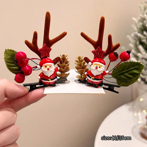 Christmas Hair Accessories 1Pair Cute Cartoon Antler Hair Clips For Women Girls Lovely Hair Ornament Hairpins Barrettes Hairgrip