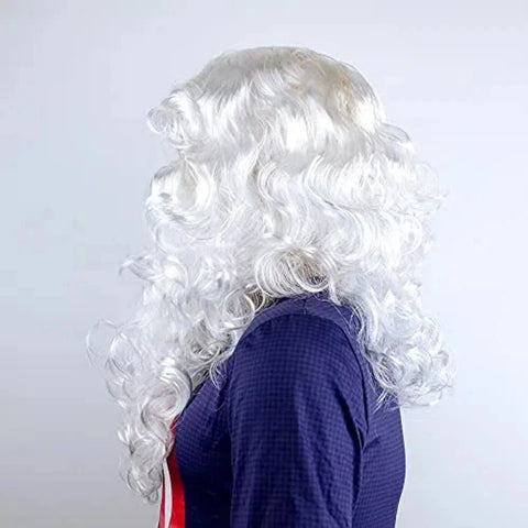 1 set Santa Claus wig and beard, Christmas wig costume for masquerade party, white Dress Up Wig Cosplay synthetic Wig Halloween