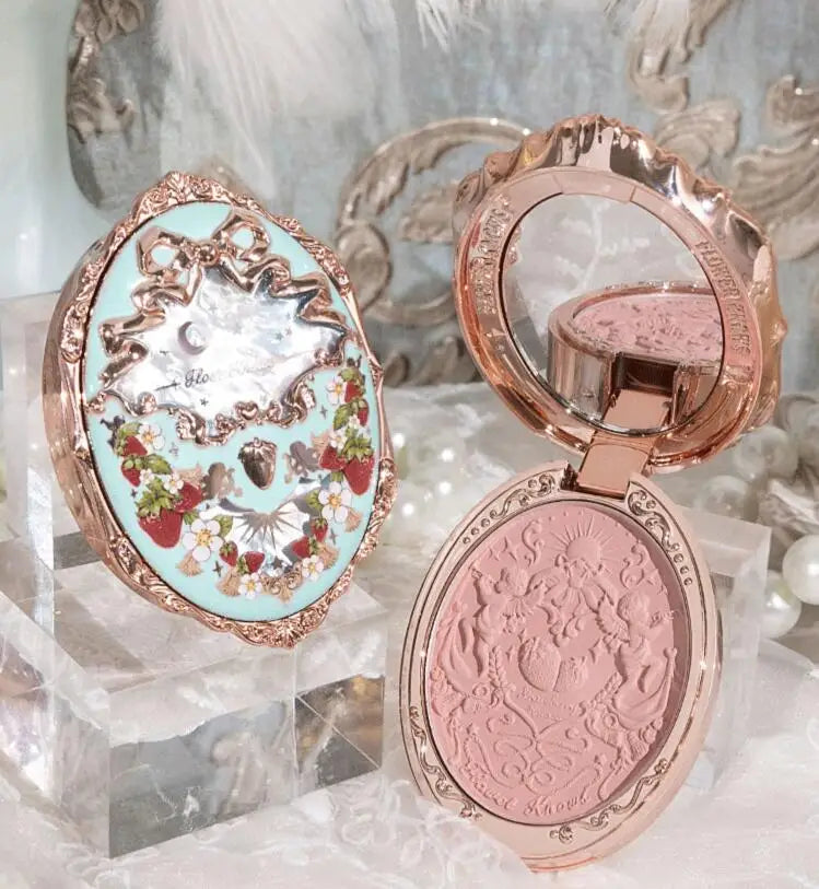 Flower Knows Strawberry Rococo Series Embossed Blush Fine Powder Makeup Smooth Long-Lasting Blusher Face Enhancing Makeup Color