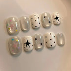 10Pcs Short Oval Shape Colorful Dopamine-inspired Small Fresh Press on Nails Detachable Nail Patches Polka Dot Fake Nails Art