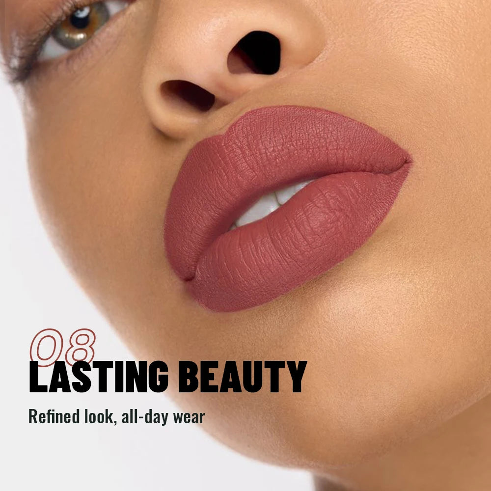 1PC Matte Velvet Lip Gloss - Highly Saturated Liquid Lip Mud, Non-Stick Long-Lasting Formula, 10-Shade Mixed Palette