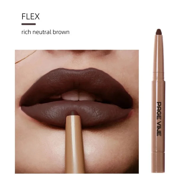 Luxury Matte Lip Liner Long-Lasting Smooth Brown Application for Perfect Outline & Filling, Versatile Shades for All Skin Types
