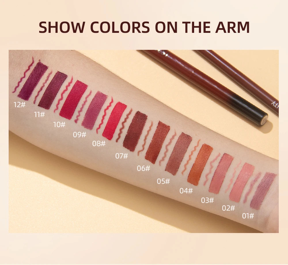 2pcs Lipstick Lipliner Pen Set Matte Waterproof Lip Liner Pencil Contour Makeup Sexy Red Lip Stick Long Lasting Cosmetics Beauty