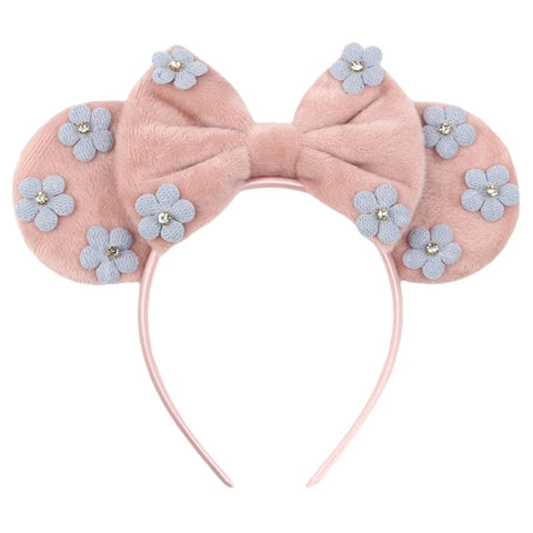 Disney Mickey 3.3"Velvet Ears Headband For Girls Soft Bow Hairband Halloween Festival Party Christmas DIY Hair Accessories