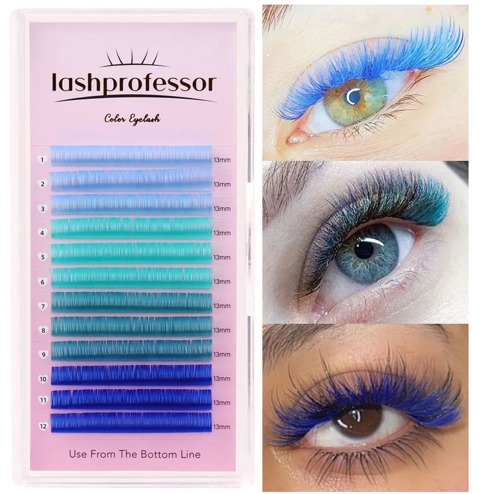 Lashprofessor Colorful False Eyelashes Extensions Pink/Blue/Purple/Green/Brown Individual Colored Mink Lashes Mix Color Cilios