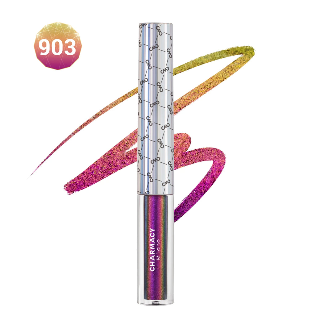 CHARMACY Duochrome Glitter Liquid Eyeliner Long Lasting Waterproof Smudgeproof Ultra Fine Tip Eye Liner Women Makeup Cosmetics
