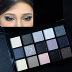 Black Smokey Eyeshadow Palette, 15 Colors ,Punk Style,Neutral Eye  Make up, Shimmer Pearly Sequin Eyeshadow