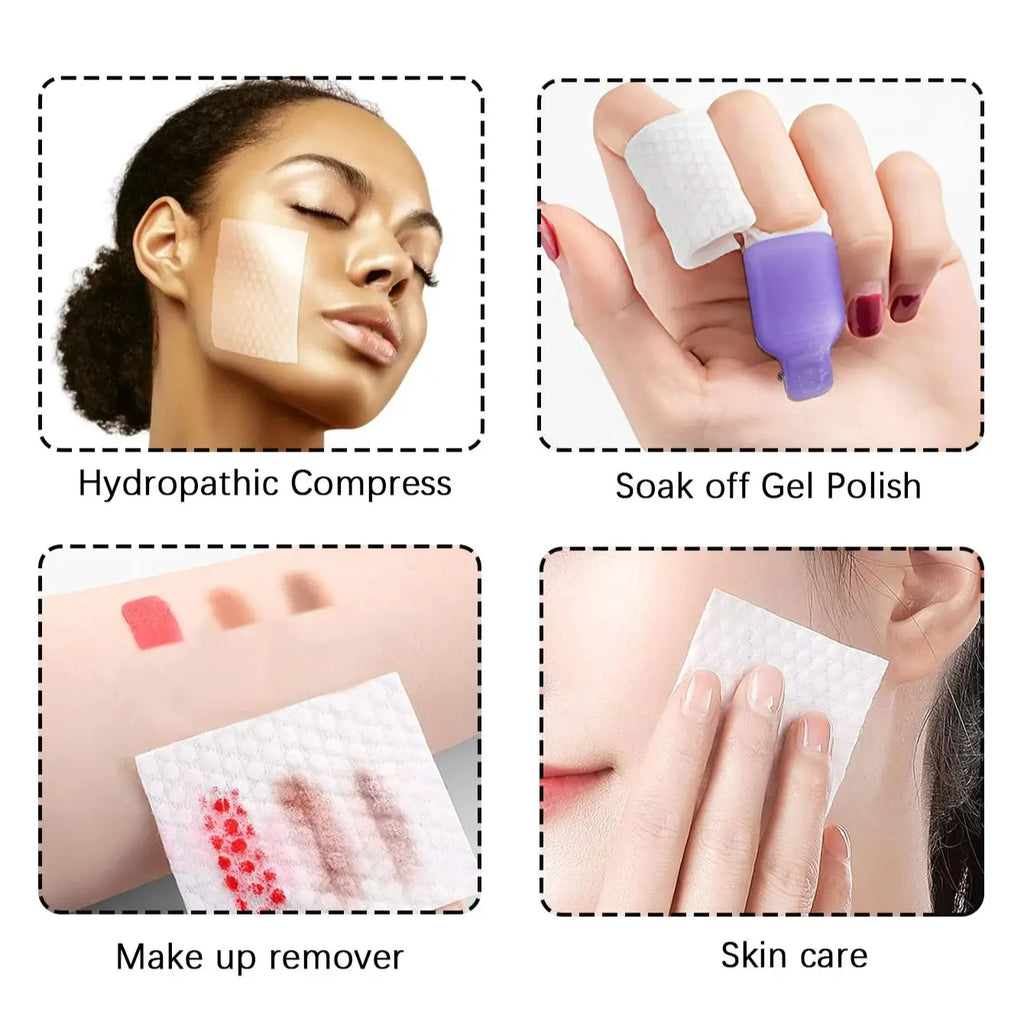 Soft Disposable Nail Polish Remover Pads - Lint-Free Soak Wipe Cleaning Patches for Manicure & Pedicure, Cosmetic Tools for Nail