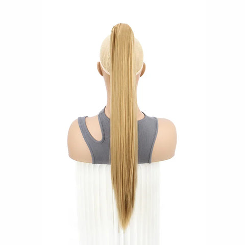24Inch Synthetic Long Straight Claw Clip On Ponytail Hair Extensions Heat Resistant Ponytail Blonde Black Hairpiece for Women