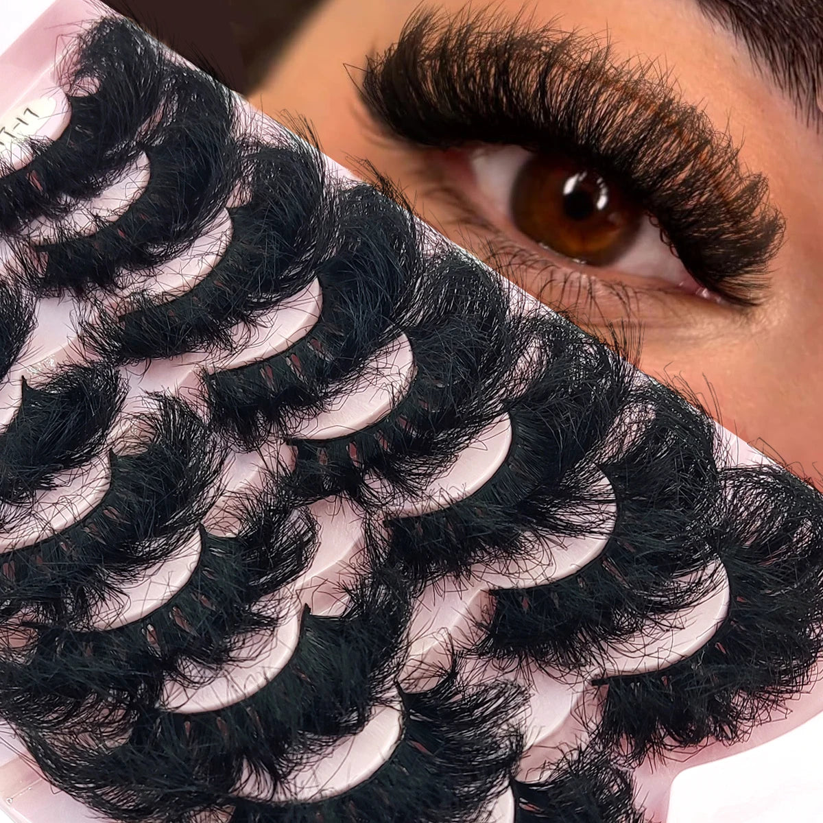 HBZGTLAD 5/8 Pairs of Natural Russian Striped Mink Lashes 3D False Lashes Volume Wavy False Lashes Eyelash Extensions Makeup