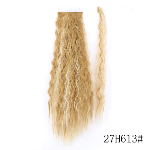 LISI GIRL Synthetic Hair 22''34'' Long Straight Ponytail Wrap Around Ponytail Clip in Hair Extensions Black Hairpiece Headwear