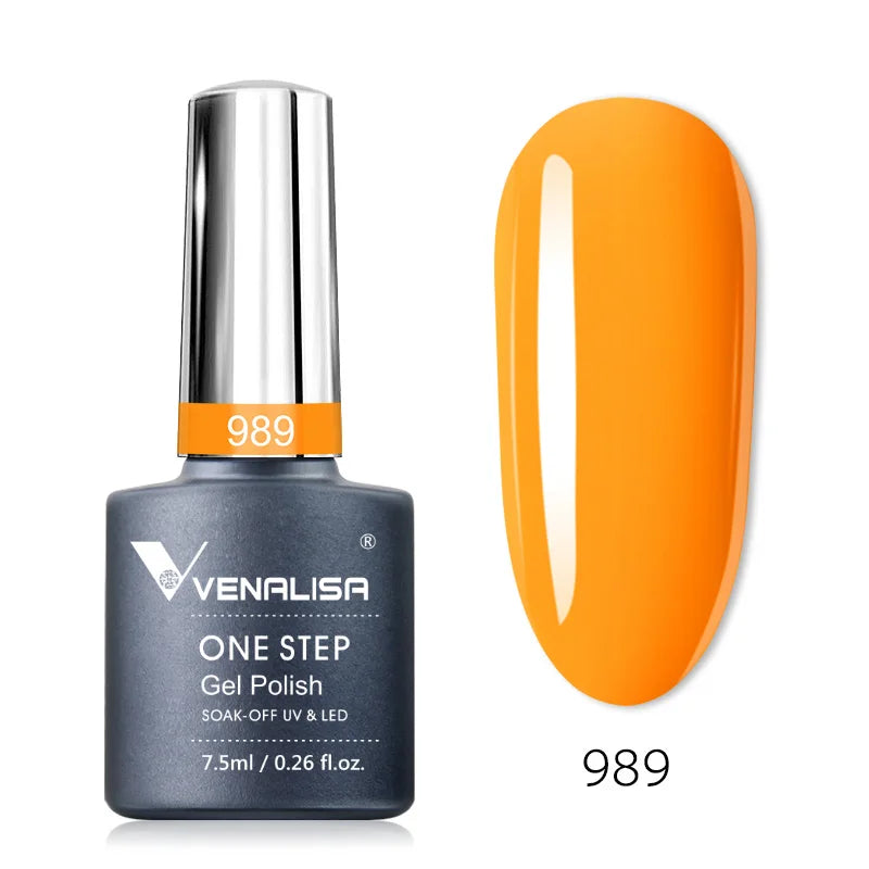 3 in 1 VENALISA  One Step Nail Gel Polish Full Coverage Gorgeous Color Soak off UV LED Nail Gel Varnish Nail Art Salon Lacquer