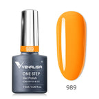 3 in 1 VENALISA  One Step Nail Gel Polish Full Coverage Gorgeous Color Soak off UV LED Nail Gel Varnish Nail Art Salon Lacquer