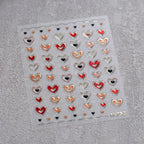 5D Gradient Love Gem Glitter Love Heart Colorful Cat's Eye Rhinestone Soft Self Adhesive Nail Art Stickers Shiny Manicure Decals