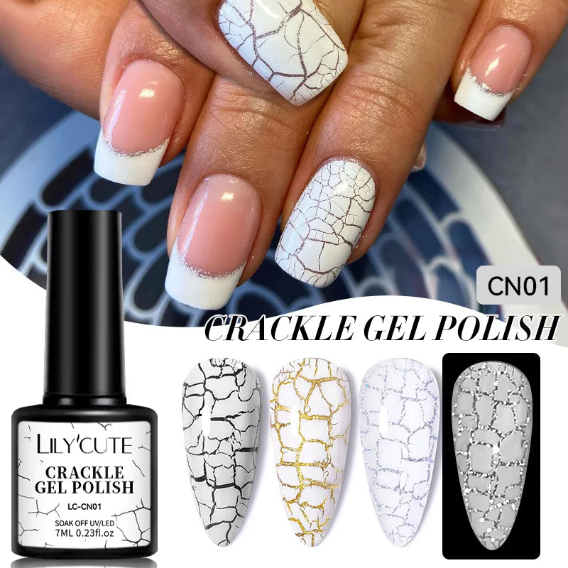 LILYCUTE 7ML Reflective Glitter Gel Nail Polish Bright Sparkling Silver Color Semi-permanent Soak Off Nail Art UV Gel Varnishes