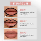 QIBEST Lipliner Peel Off Tattoo Lipgloss Waterproof Long Lasting Matte Lip Tint Brown Contour Tear-off Lip Stain Cosmetics