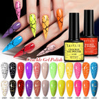LILYCUTE 7ml Neon Crackle Gel Nail Polish Summer Fluorescent Quick Drying Semi Permanent UV Gel Nail Art Varnish DIY Manicure