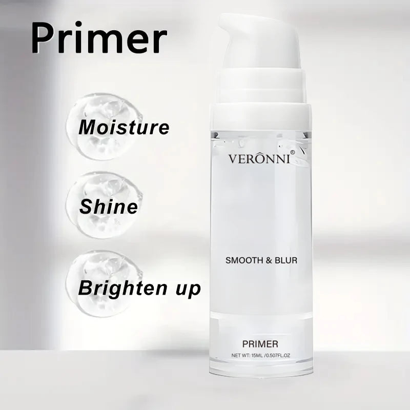 3-Piece Beginner Face Makeup Kit-Matte Waterproof Foundation,Hydrating Primer,Oil-Control Loose Powder,Full Coverage Concealer