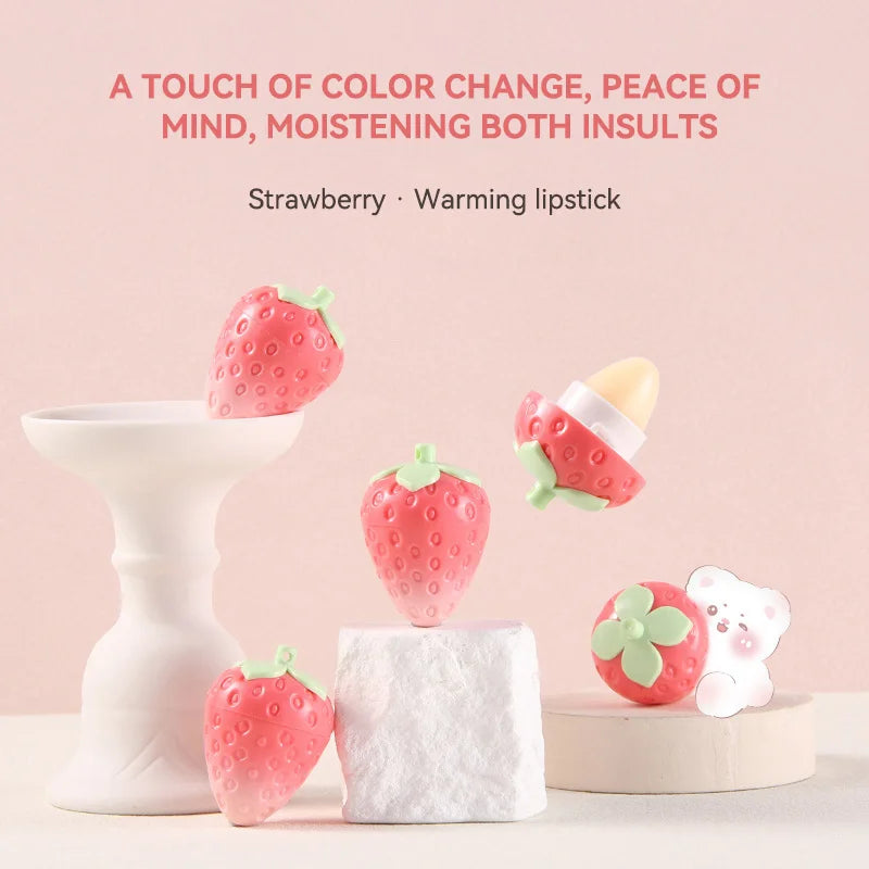 Shiji Strawberry Temperature-Changing Lip Balm — Intense Hydration, Protects and Softens Lips, Perfect for Students