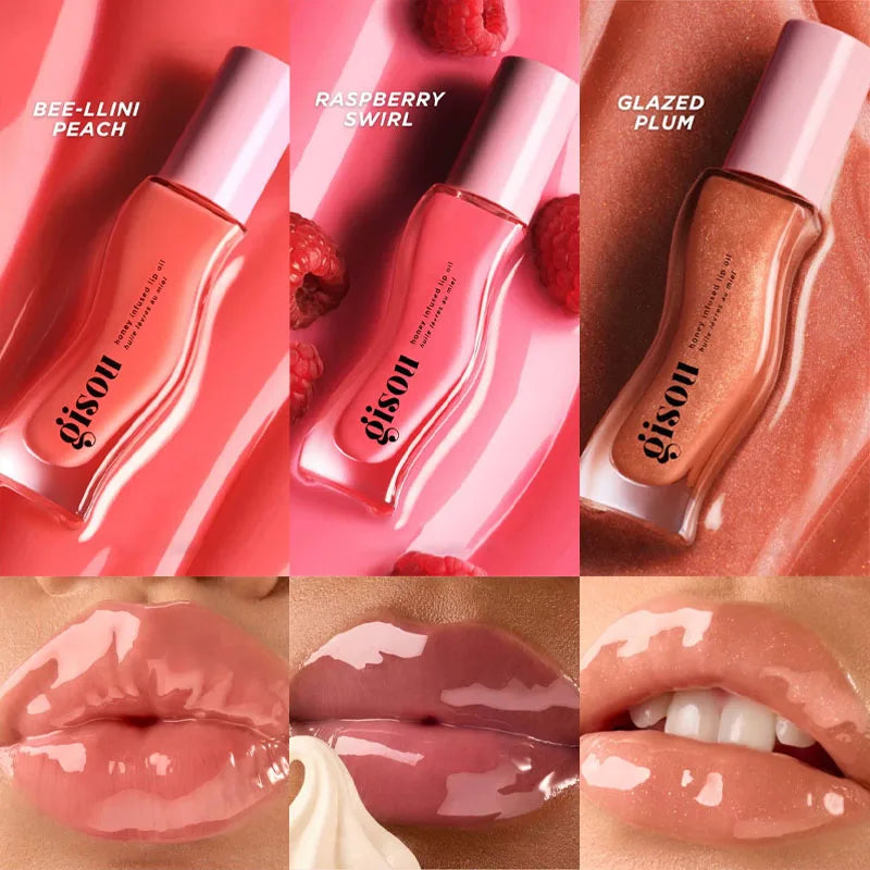 Gisou Moisturizing Glazed Plum Lip Balm Lip Oil Gloss Care Of The Lips Benetitnt For Lips Plumping Exfoliating Plumping Gloss
