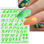 1Pc 3D Roman Letter Nail Stickers Gold/Silver/Black/Laser Alphabet Self Adhesive Decal Y2K English Words/Number Manicure Sliders
