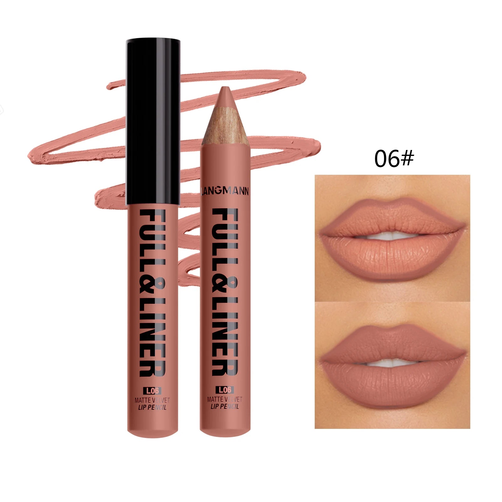 Matte Lip Liner, Lipstick, Wooden Pen Can Be Cut, Lip Liner Lasts for A Long Time,Does Not Stick To The Cup,Does Not Fade