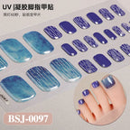 26Tips French Leopard Print UV Gel Toenail Sticker Bronzing Dye Gradient Cross-border Semi Baked Gel Nail Sticker UV Lamp Needed