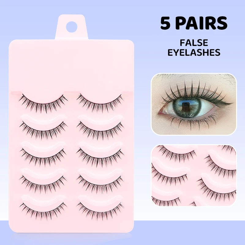 5 Pairs Soft Strip Lashes Manga Makeup Korean Natural False Eyelashes DINGSEN Natural Lashes Sleeve Anime Daily Eyelashes