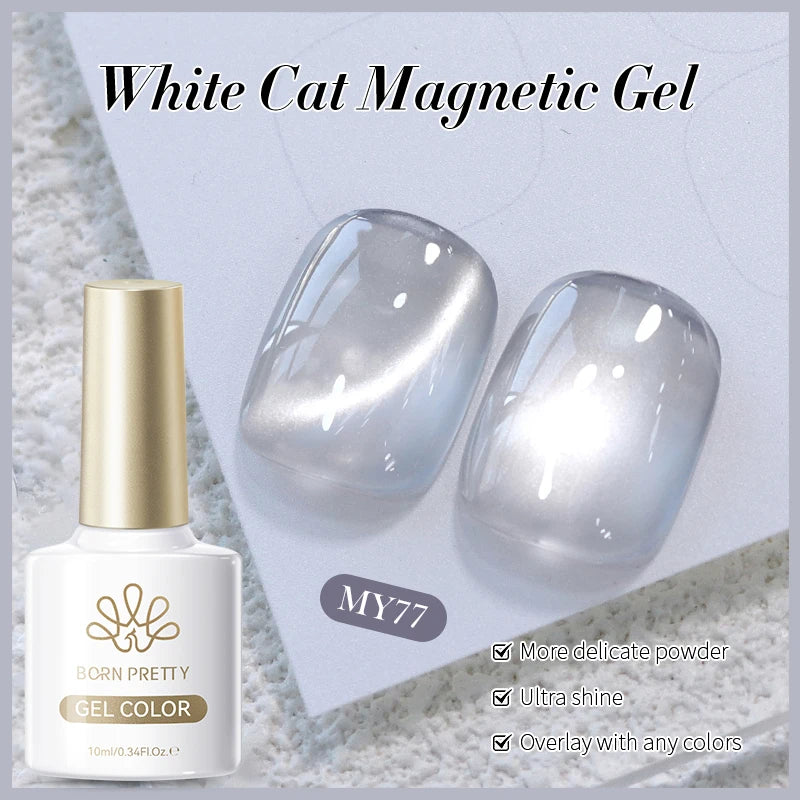 BORN PRETTY 10ml Dark Red Cat Magnetic Gel Nail Polish for Winter Nails DIY Jelly Glass Silver-Light Varnis Semi Permanent