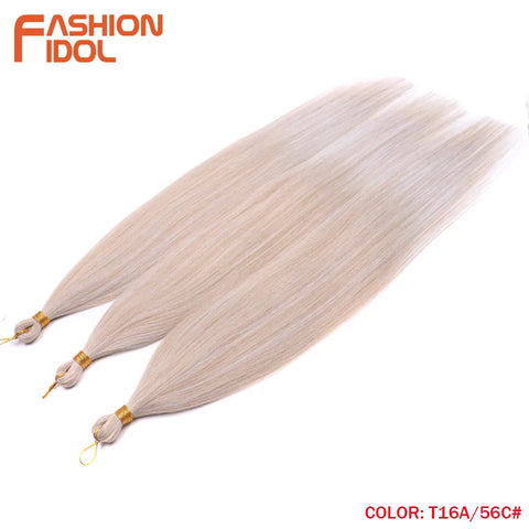 28" 3PCS Ariel Straight Pony Hair Bundles Crochet Braids Hair Synthetic Braiding Hair Ombre Silver Grey Crochet Hair Extensions